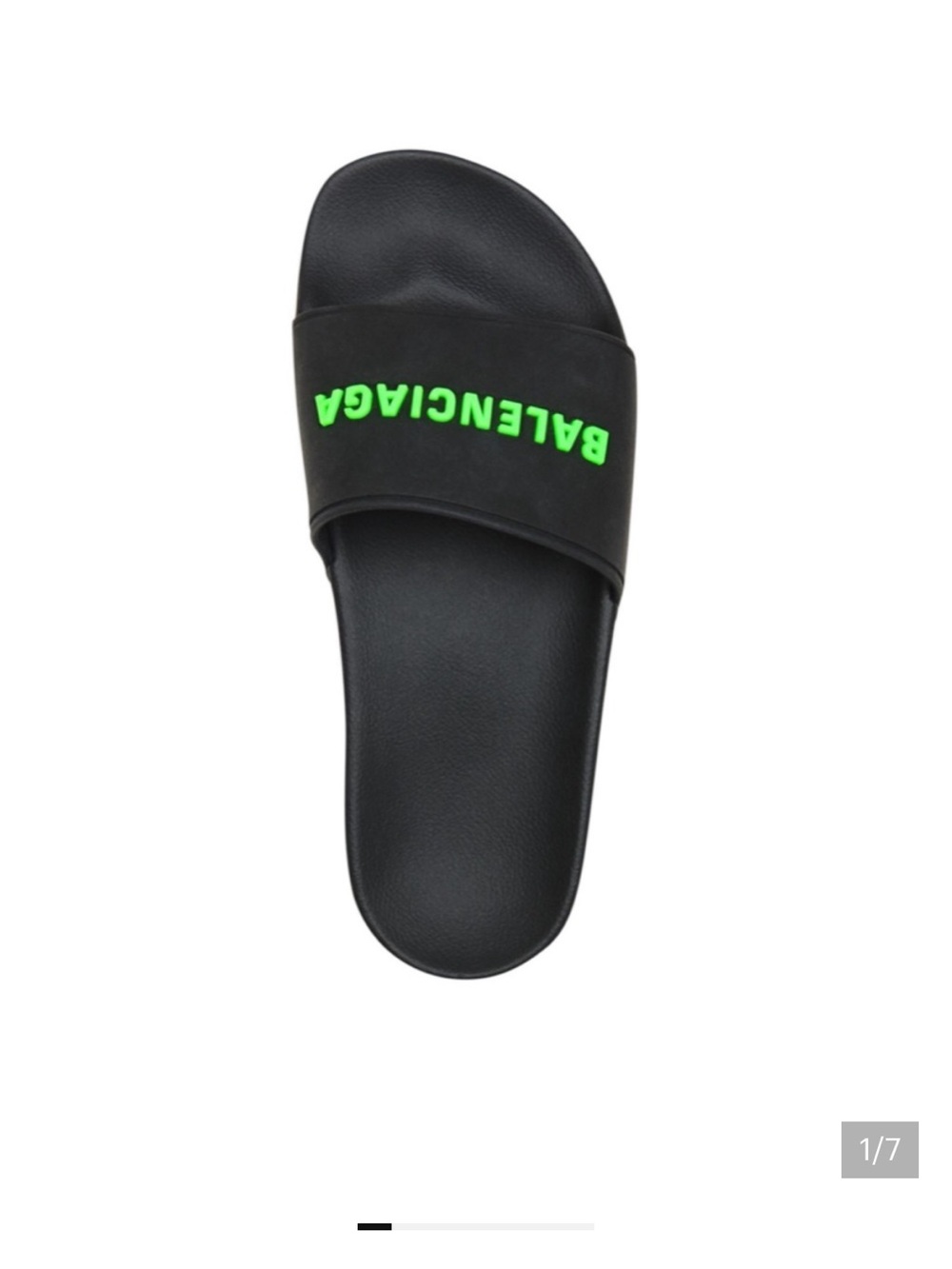 Balenciaga Black Slides with Neon Green Logo Strap